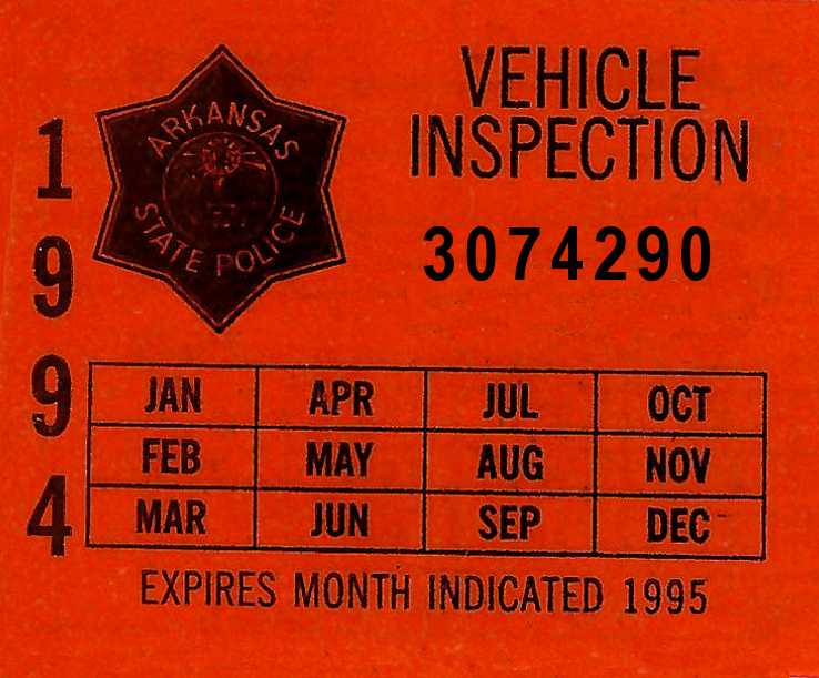 1994 Arkansas Inspection Sticker (image for) 1994 Arkansas Inspection Sticker